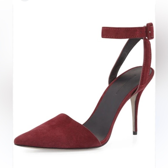 🌟 Alexander Wang Lovisa Suede D’Orsay Pumps Heels In Deep Red/Burg Sz 38.5/ US 8 - Picture 1 of 11